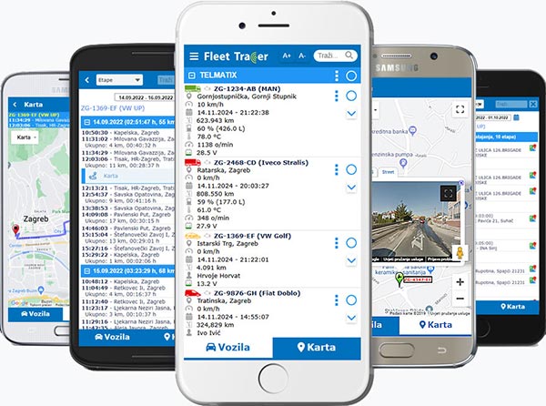 Prikaz Fleet Tracer aplikacije